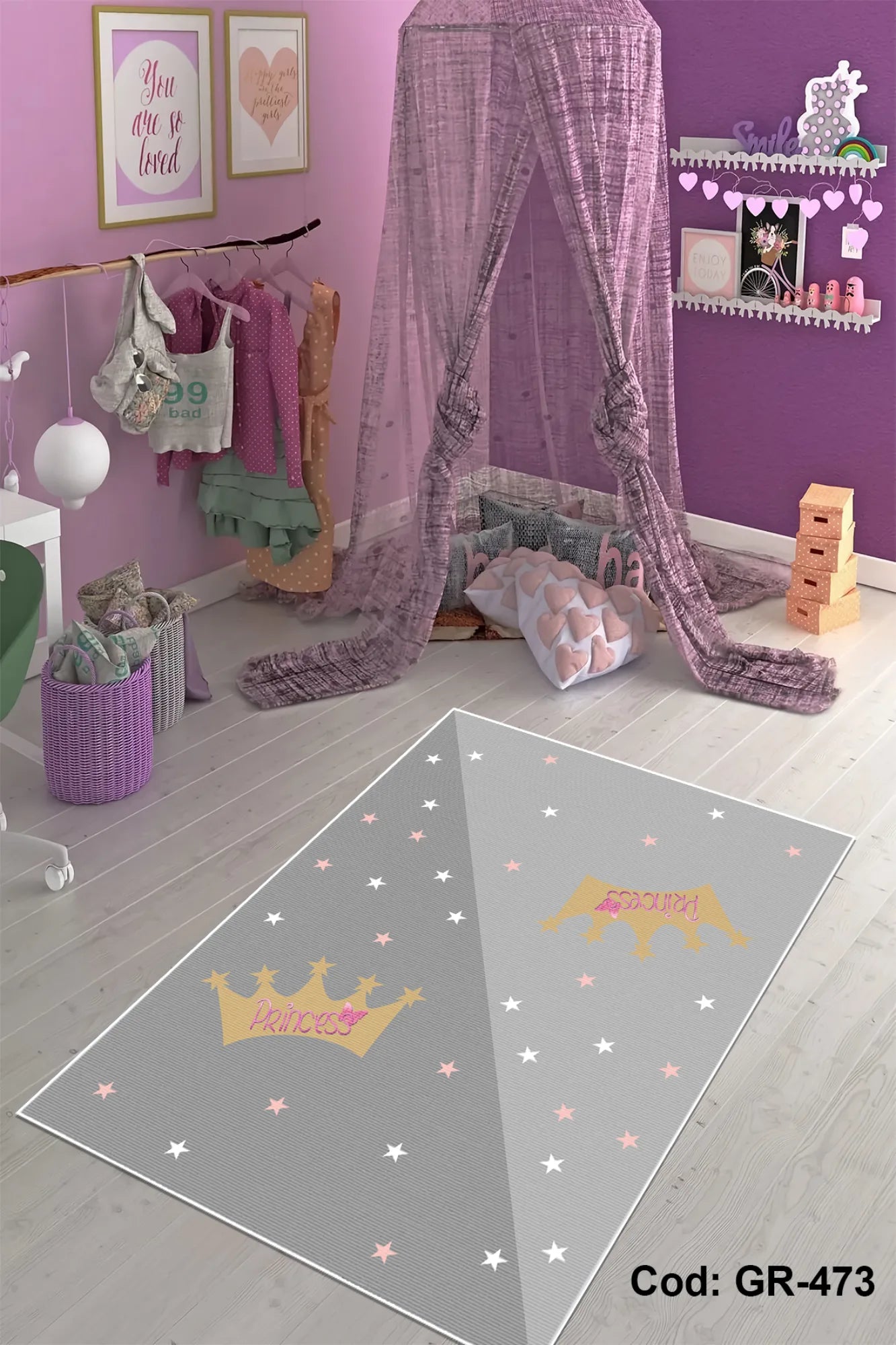 Dijital Baskı Pamuk Dokuma Taban Çocuk Odası Halısı