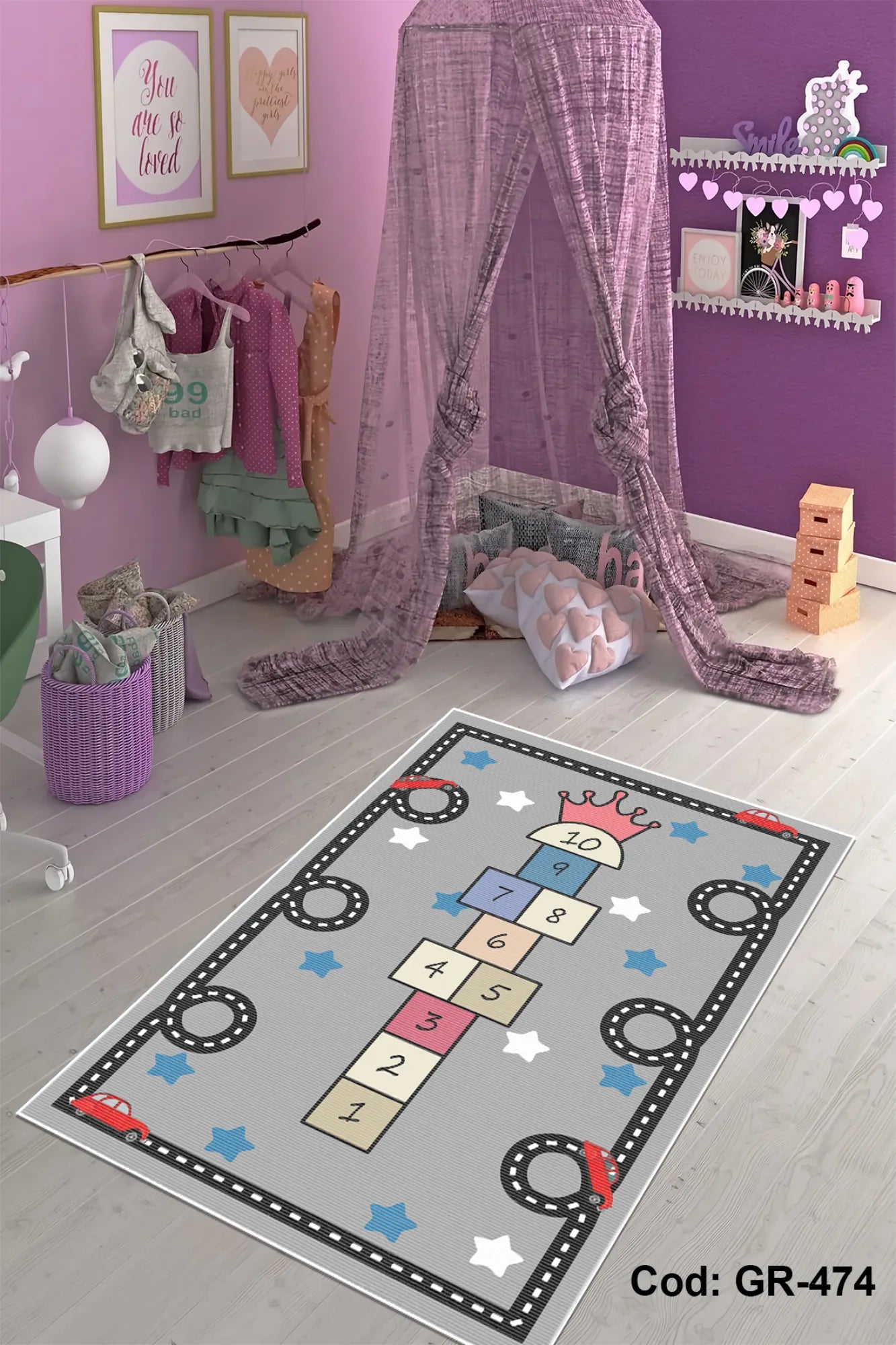 Dijital Baskı Pamuk Dokuma Taban Çocuk Odası Halısı