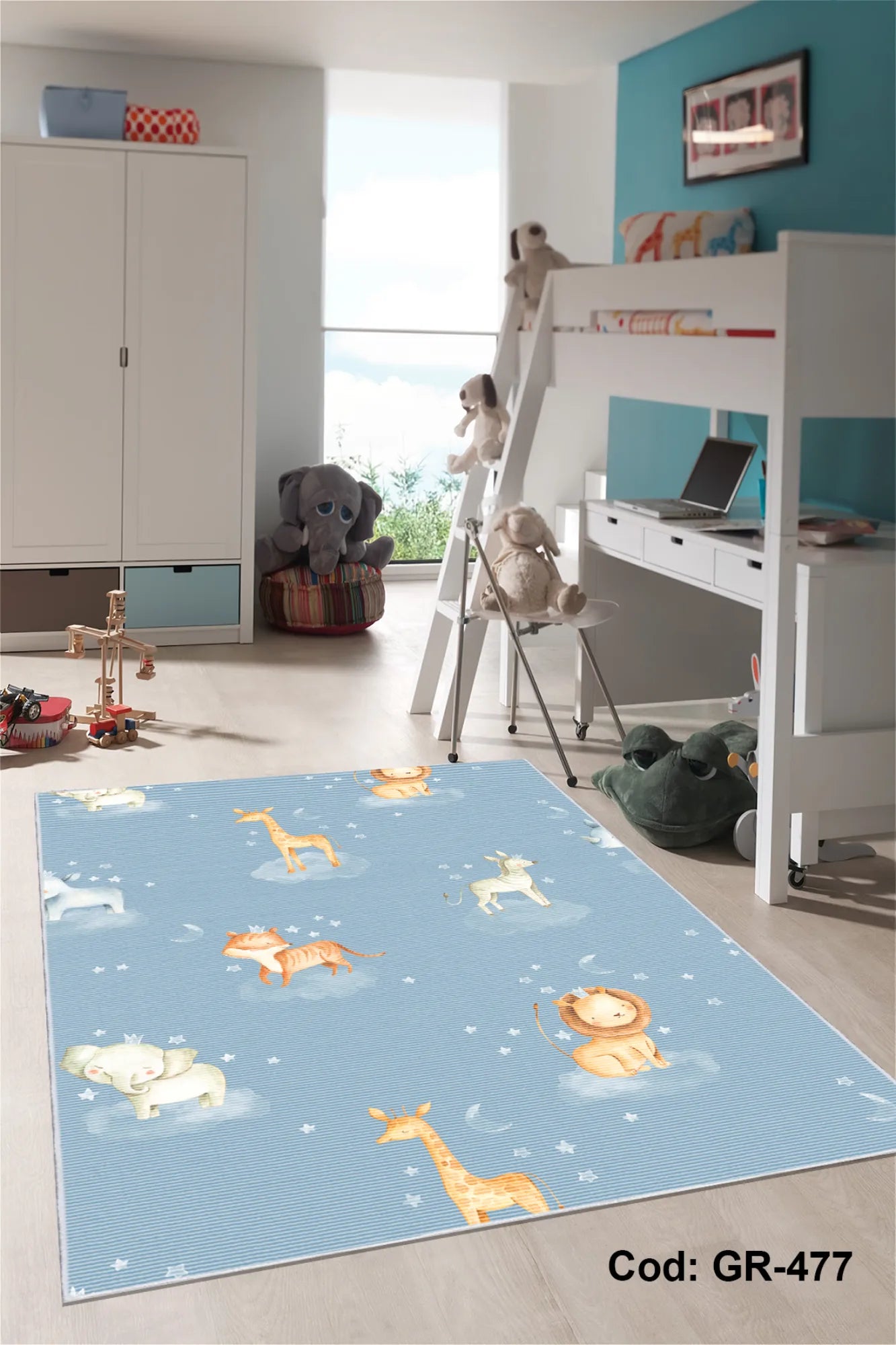 Dijital Baskı Pamuk Dokuma Taban Çocuk Odası Halısı