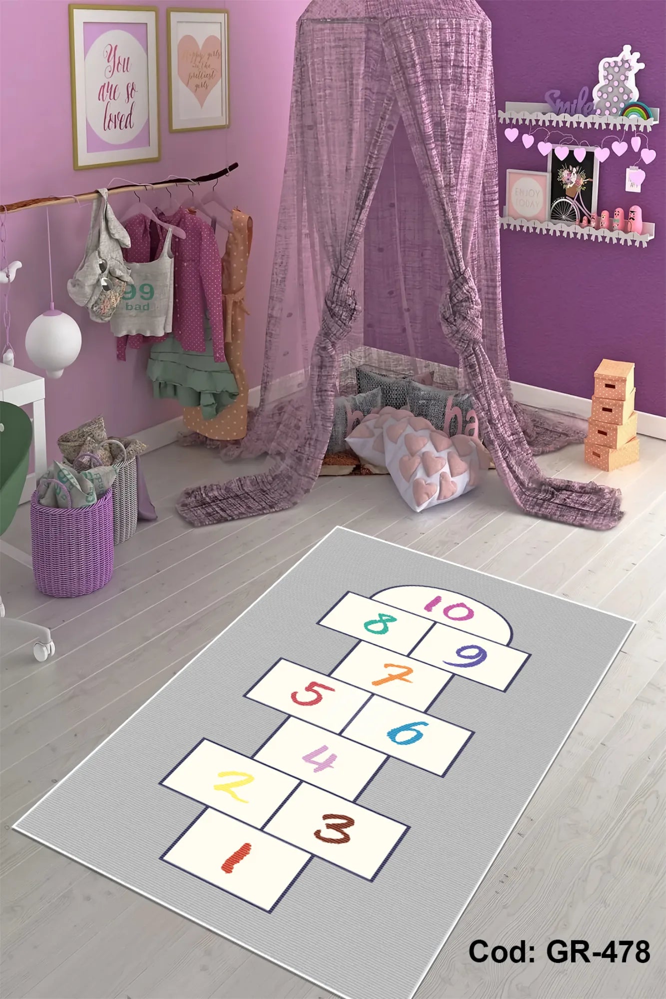 Dijital Baskı Pamuk Dokuma Taban Çocuk Odası Halısı