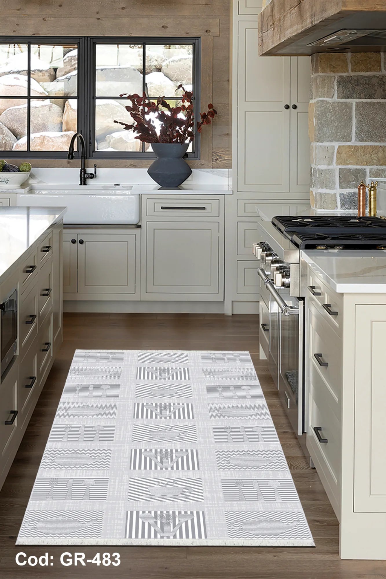 Dijital Baskı Pamuk Dokuma Taban Mutfak Halısı