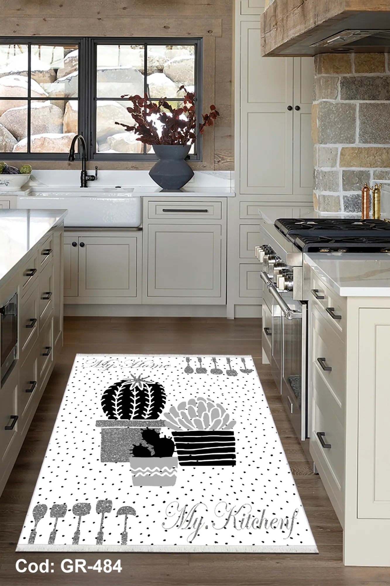 Dijital Baskı Pamuk Dokuma Taban Mutfak Halısı