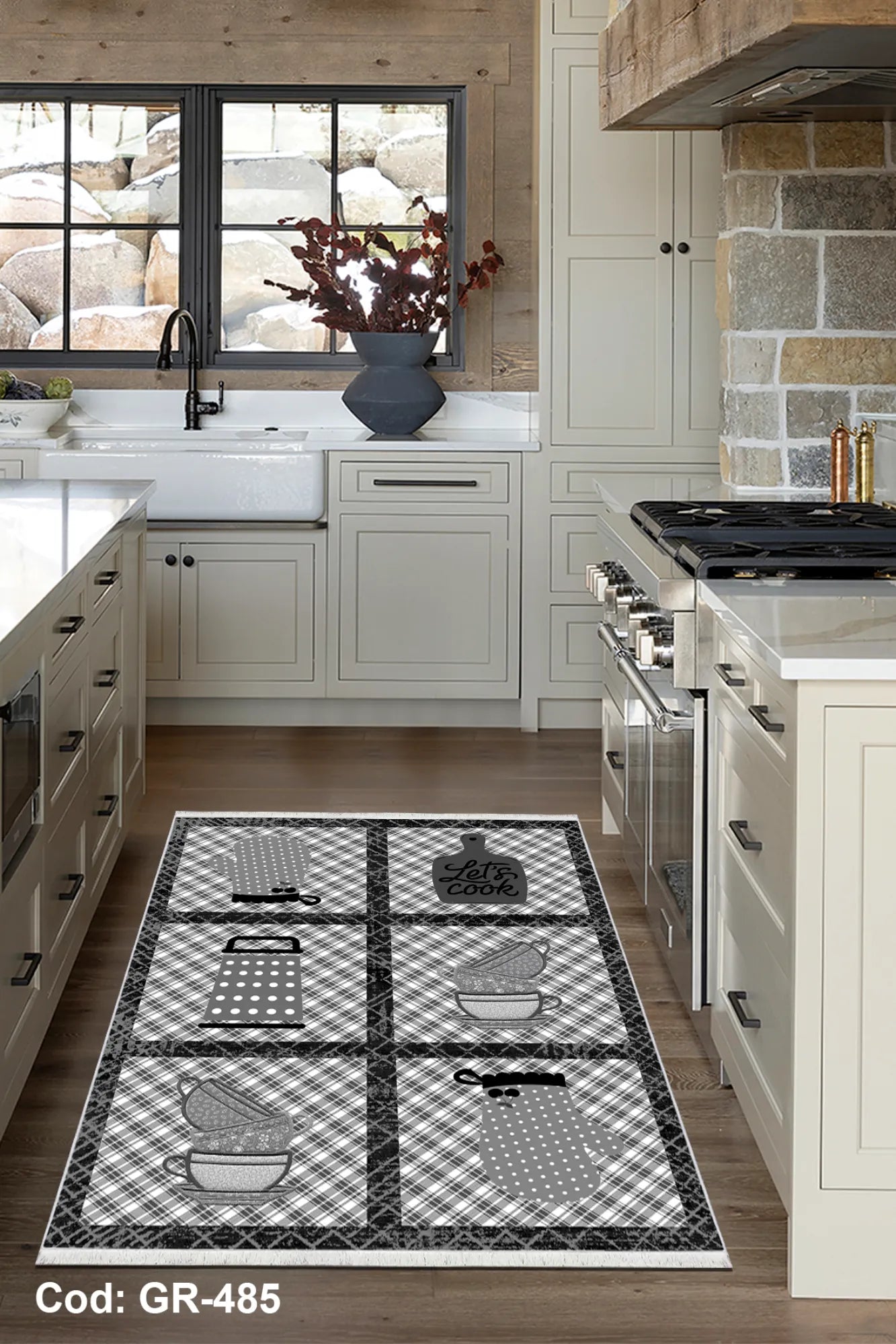 Dijital Baskı Pamuk Dokuma Taban Mutfak Halısı