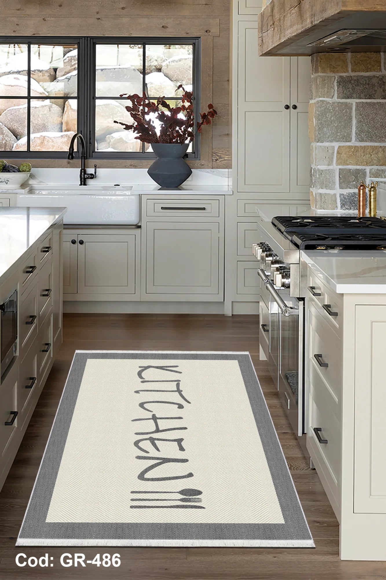 Dijital Baskı Pamuk Dokuma Taban Mutfak Halısı