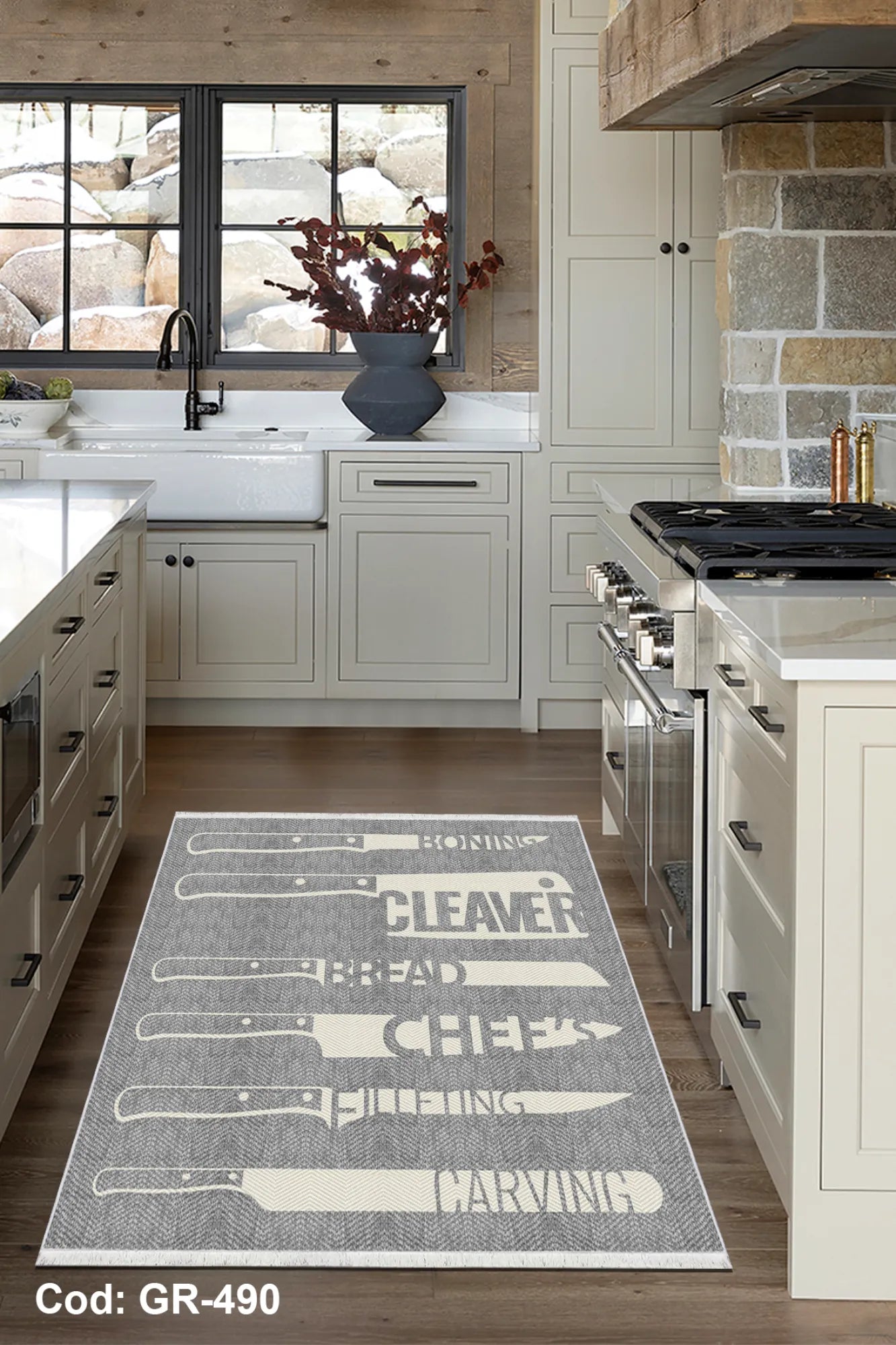 Dijital Baskı Pamuk Dokuma Taban Mutfak Halısı