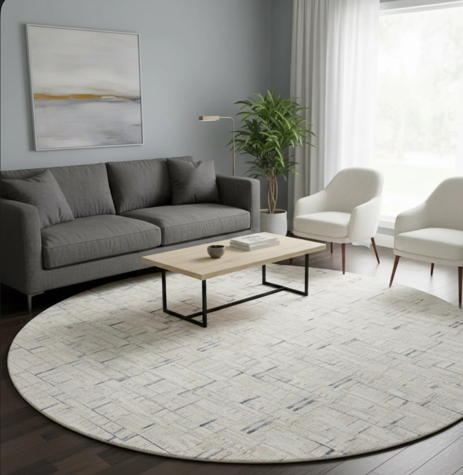 Dijital Baskı Dokuma Pamuk Kaymaz Taban Yuvarlak Halı