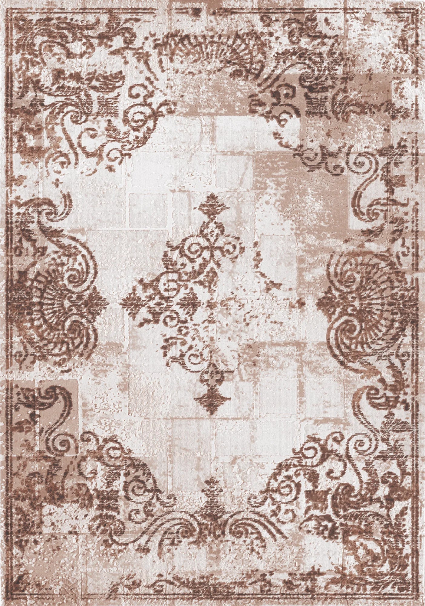 Dijital Baskı Pamuk Dokuma Taban Vintage Desen Halı