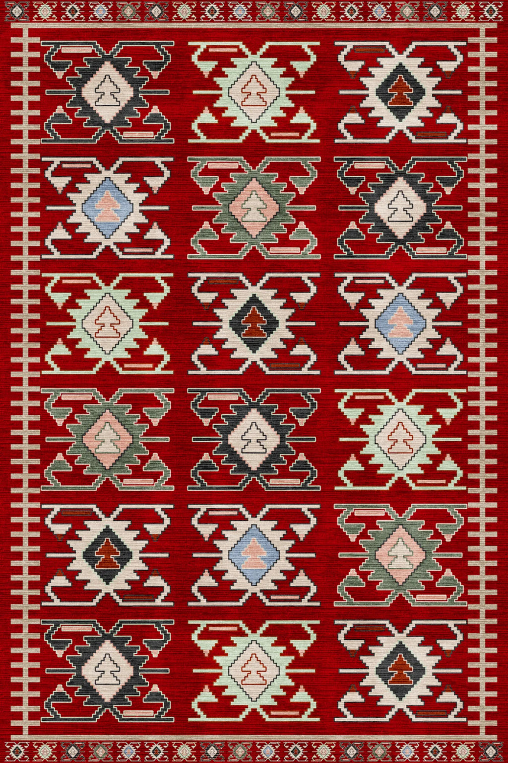 kırmızı yuvarlak halı kaymaz taban dijital baskı 80-200 cm