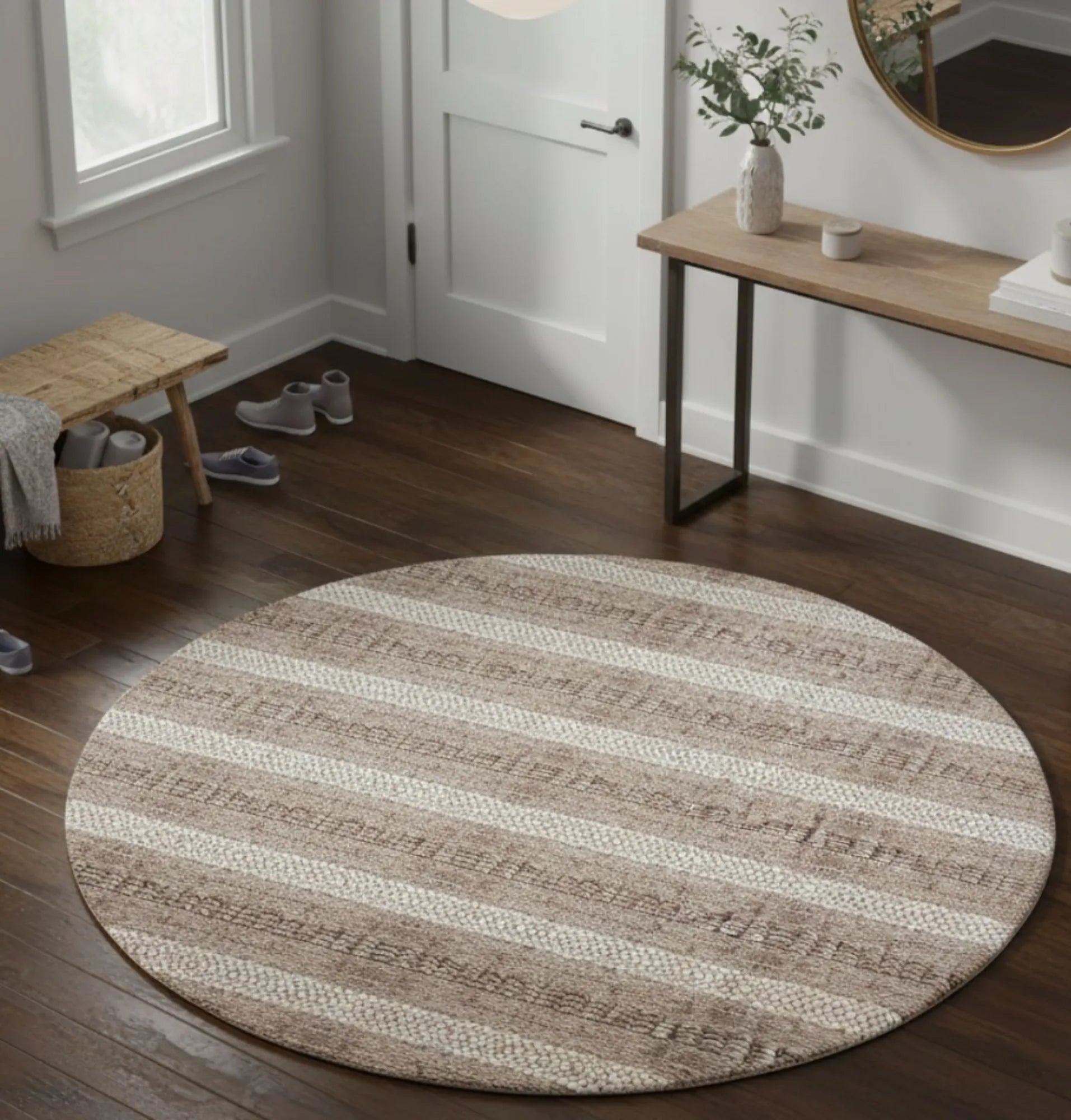 Dijital Baskı Dokuma Pamuk Kaymaz Taban Yuvarlak Halı