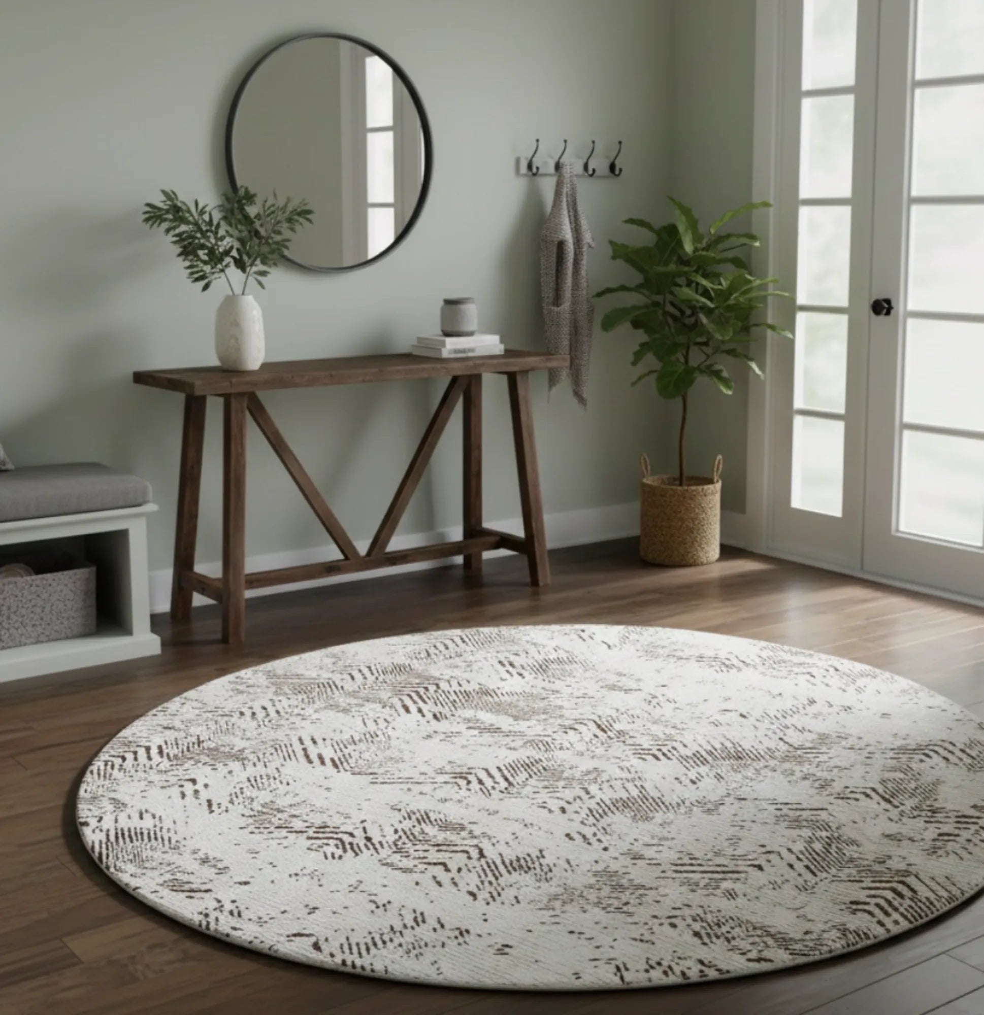 Dijital Baskı Dokuma Pamuk Kaymaz Taban Yuvarlak Halı