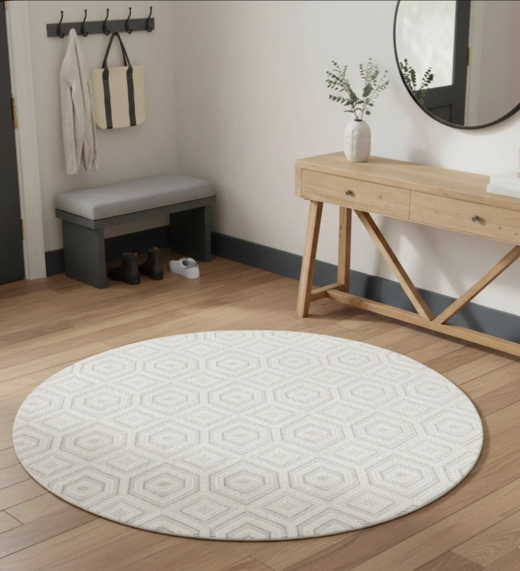 Dijital Baskı Dokuma Pamuk Kaymaz Taban Yuvarlak Halı