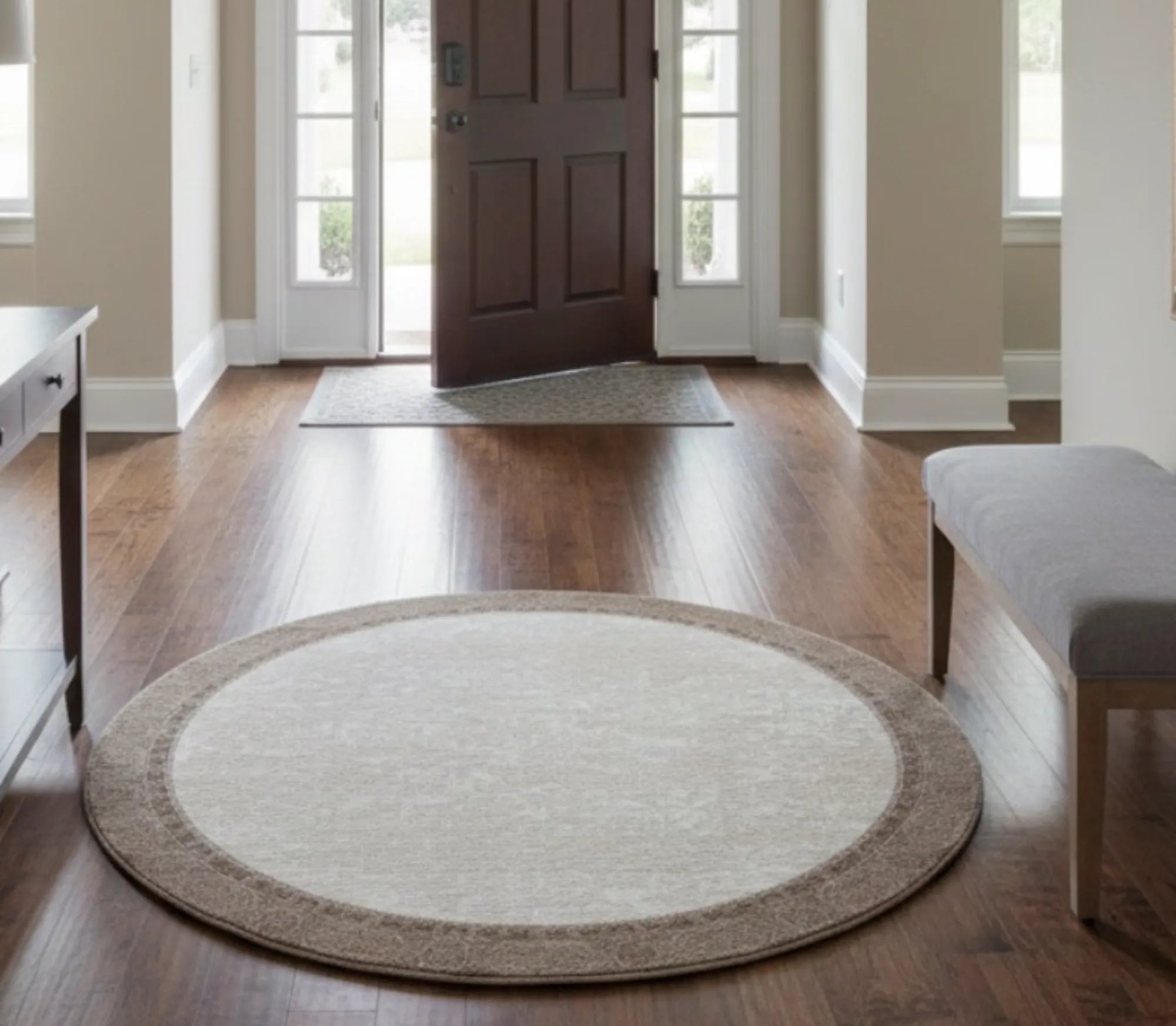 Dijital Baskı Dokuma Pamuk Kaymaz Taban Yuvarlak Halı