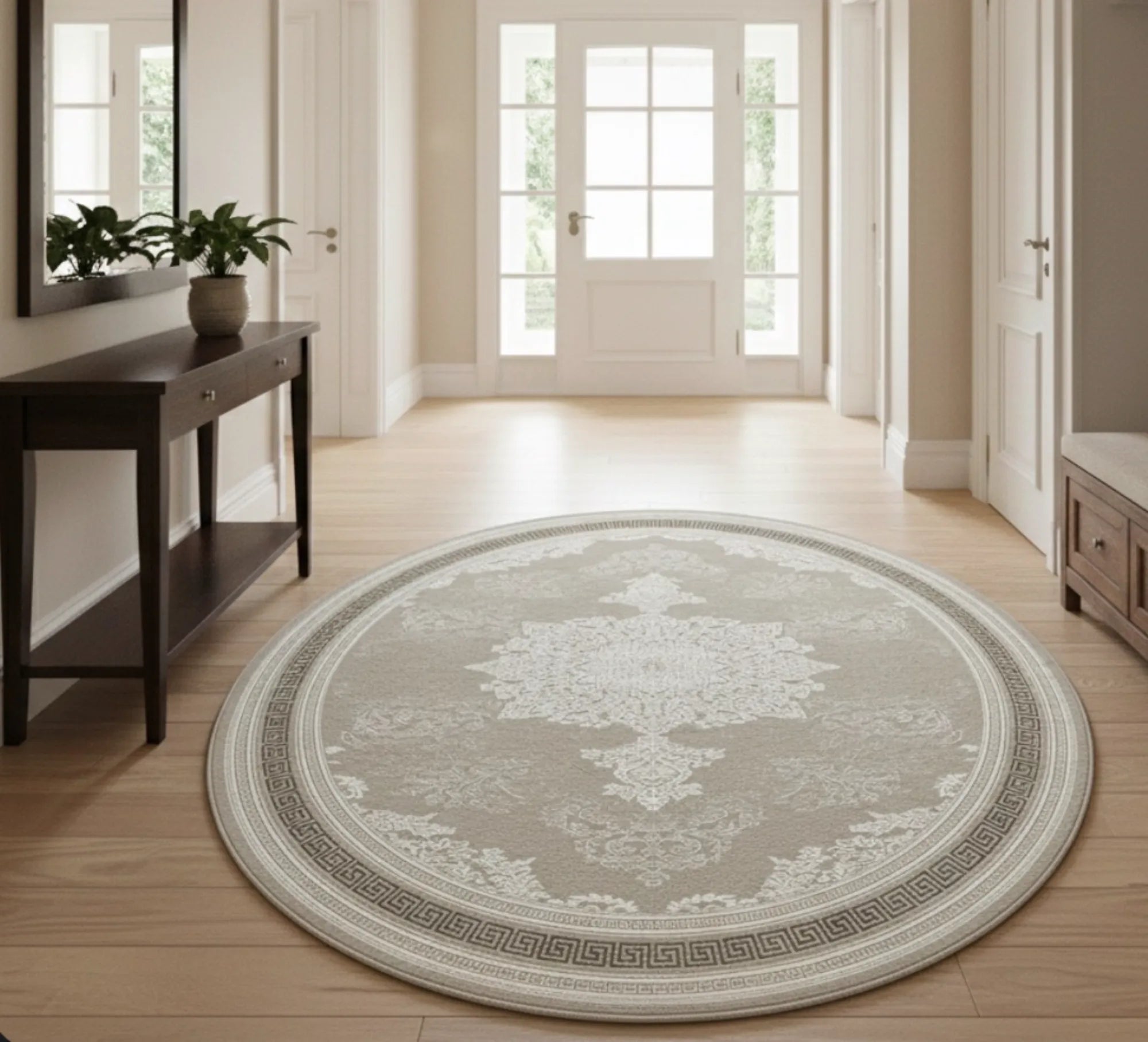 Dijital Baskı Dokuma Pamuk Kaymaz Taban Yuvarlak Halı