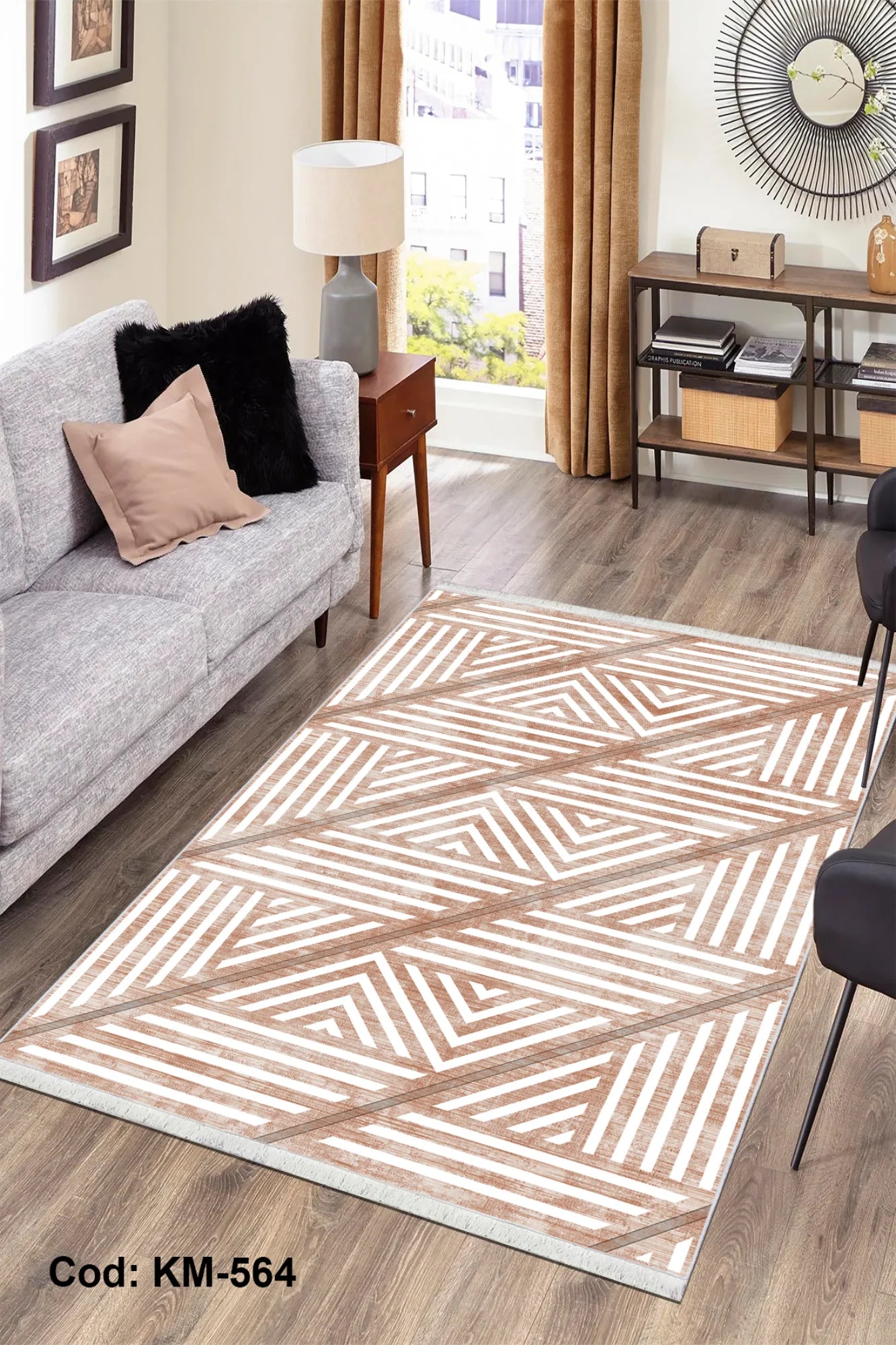 Eflatun Dijital Baskı Pamuk Dokuma Taban Modern Desen Halı