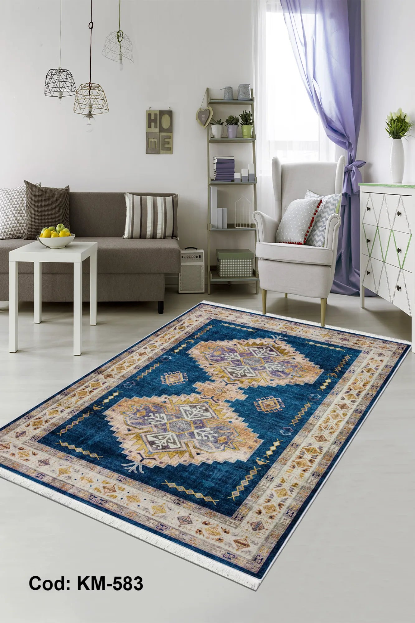 Dijital Baskı Pamuk Dokuma Taban Vintage Desen Halı