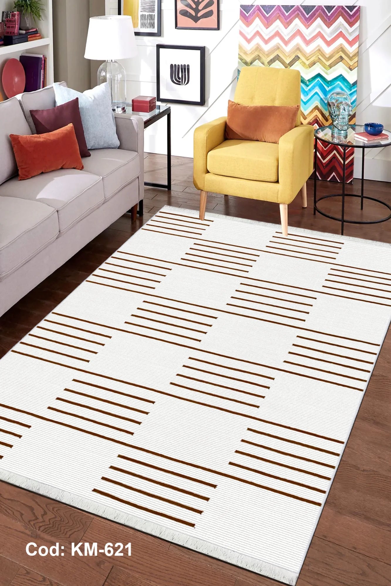 Eflatun Dijital Baskı Pamuk Dokuma Taban Modern Desen Halı