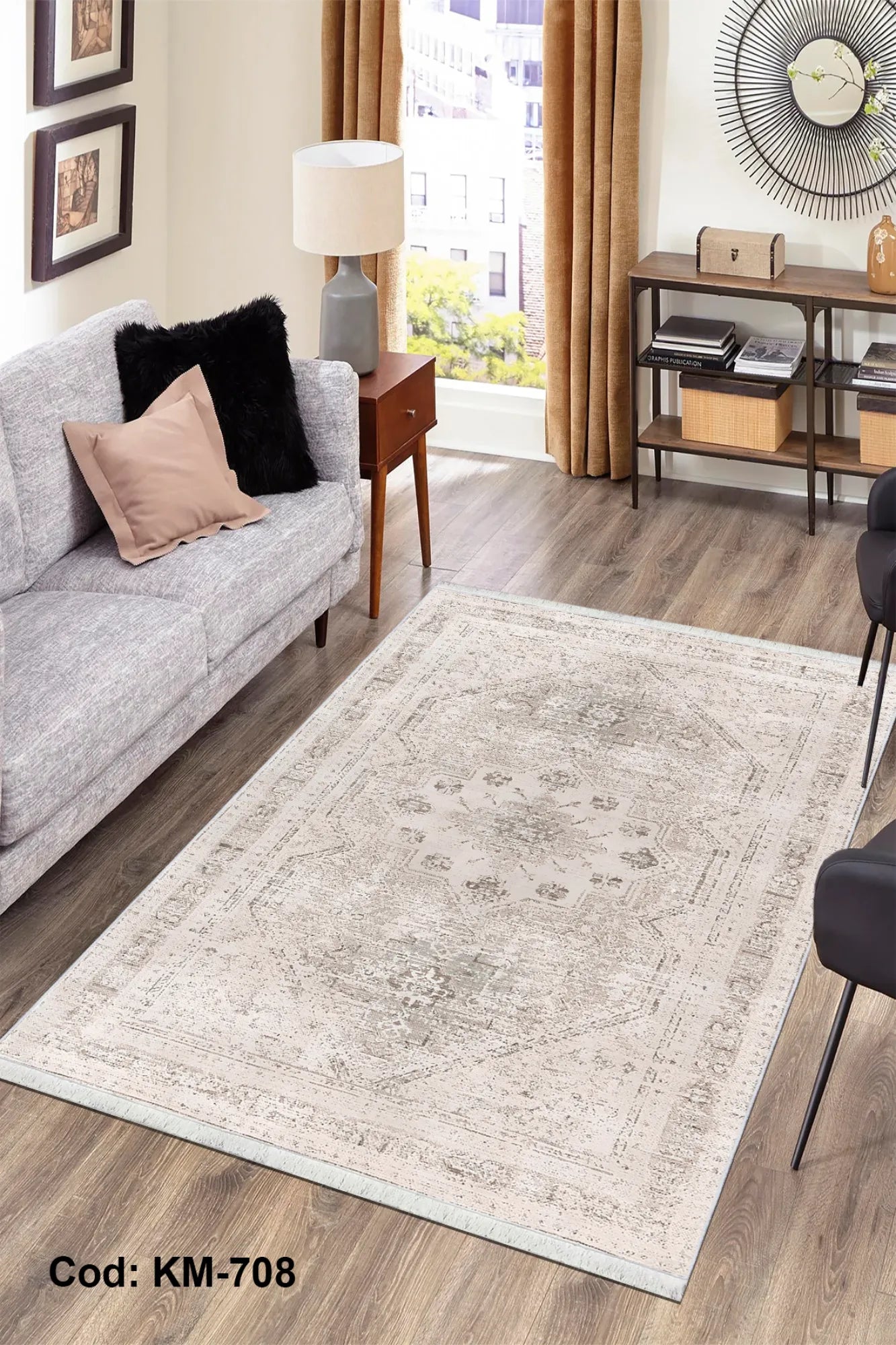 Dijital Baskı Pamuk Dokuma Taban Vintage Desen Halı