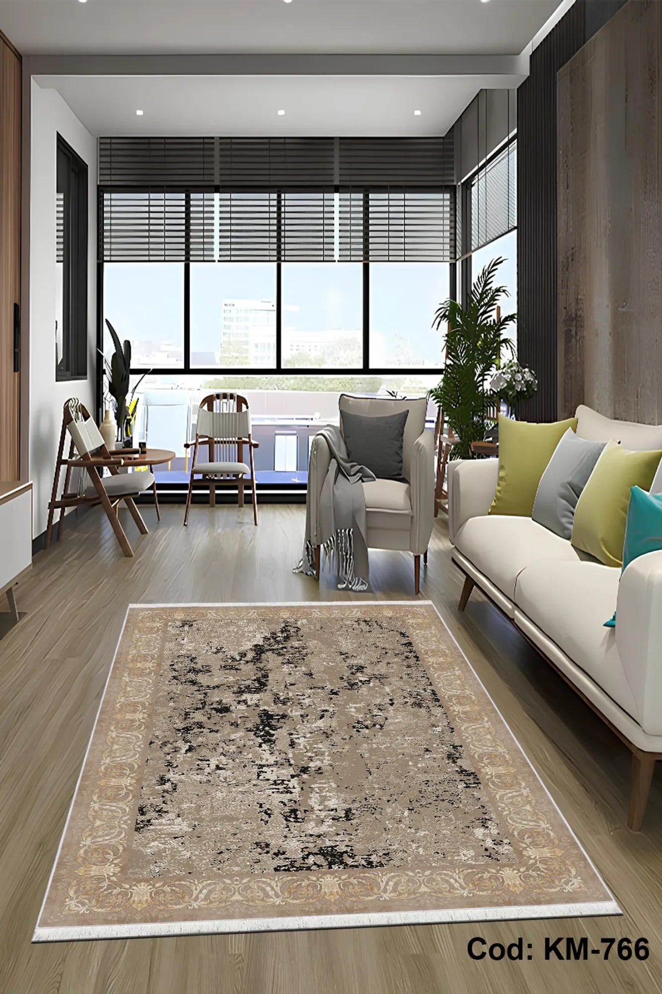 Dijital Baskı Pamuk Dokuma Taban Vintage Desen Halı