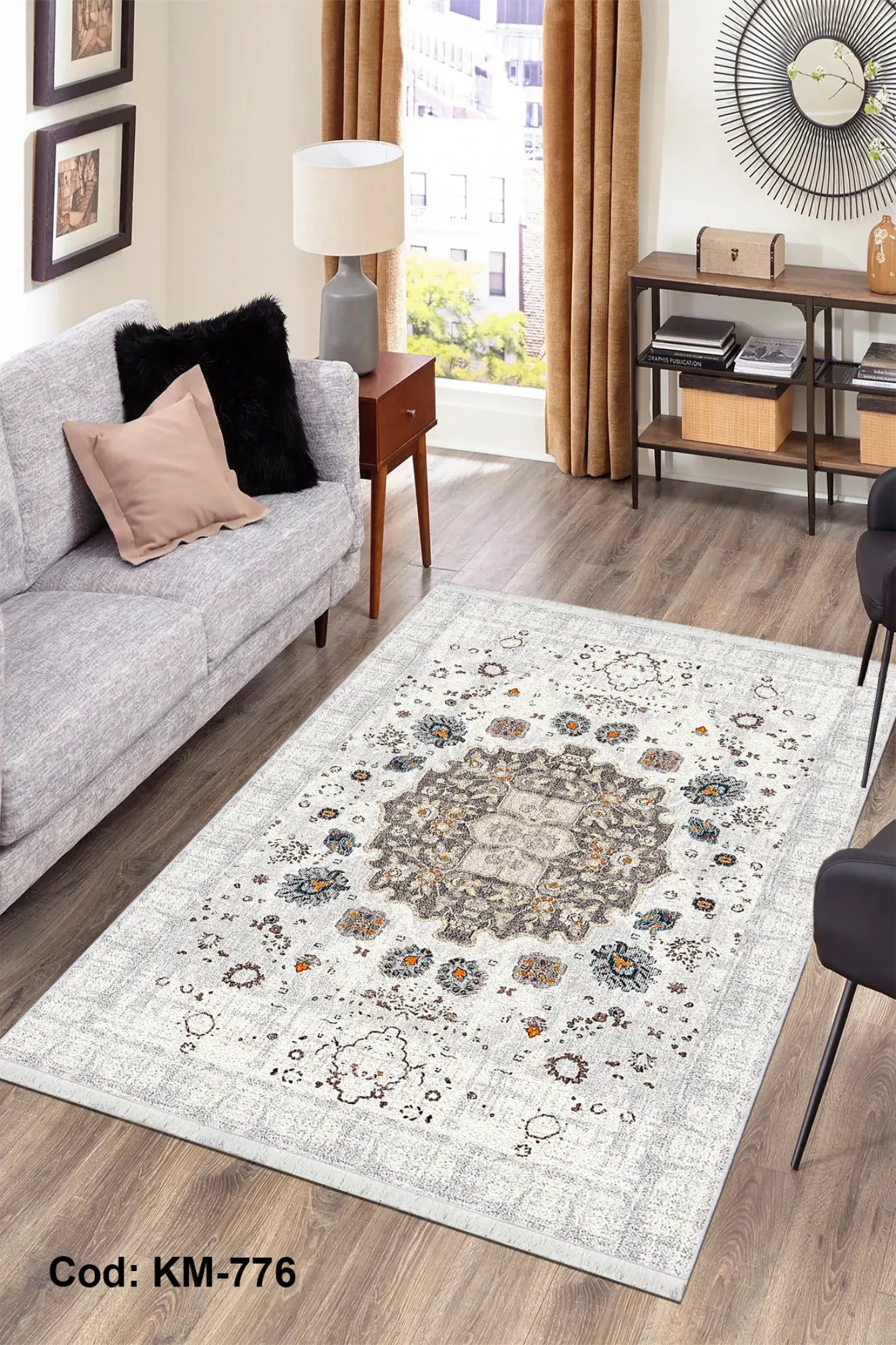 Dijital Baskı Pamuk Dokuma Taban Vintage Desen Halı