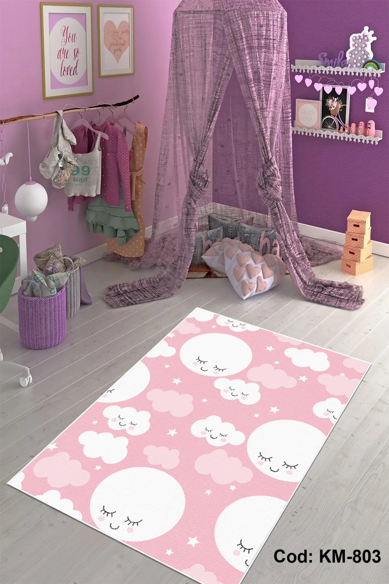 Dijital Baskı Pamuk Dokuma Taban Çocuk Odası Halısı