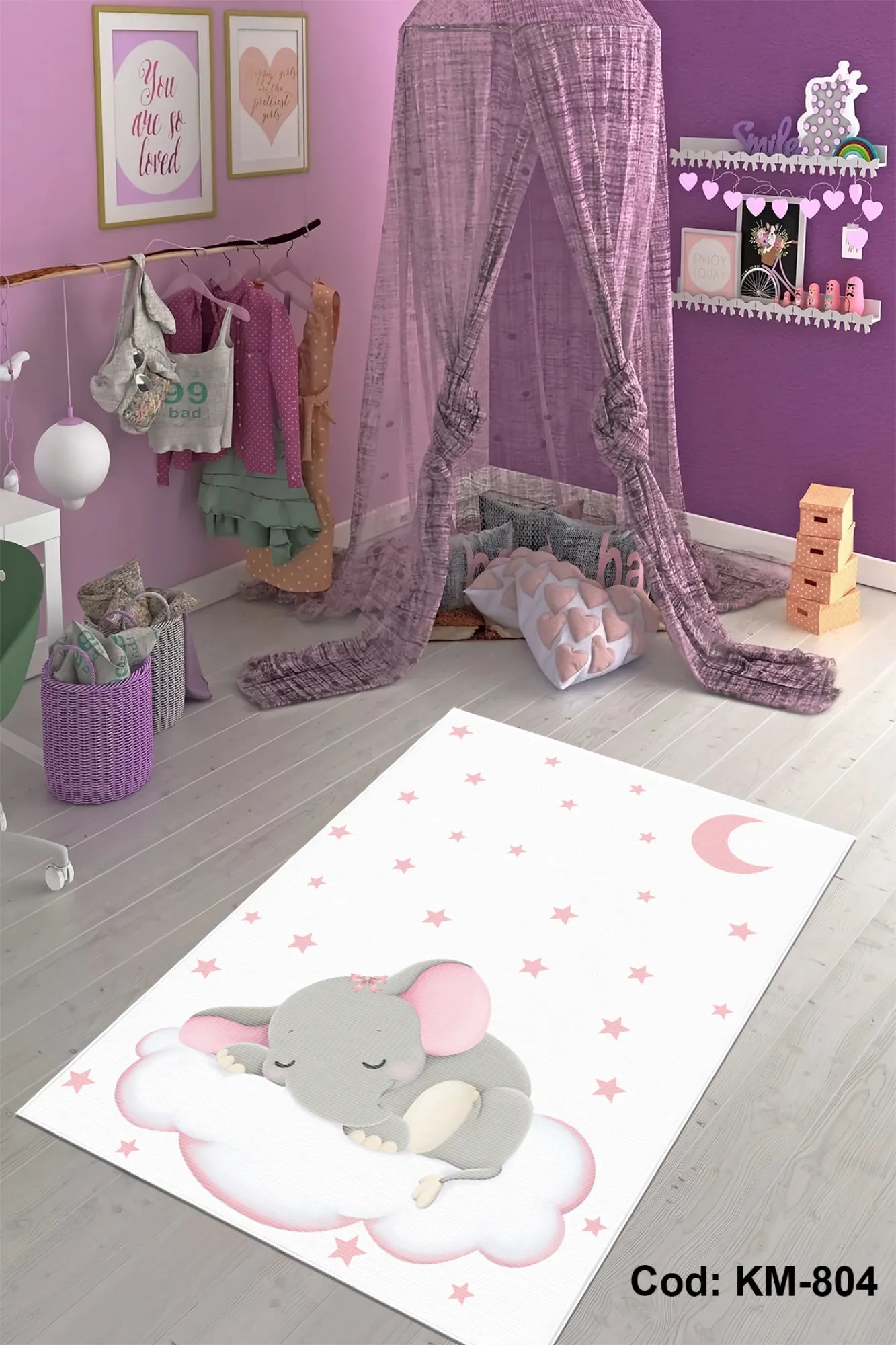 Dijital Baskı Pamuk Dokuma Taban Çocuk Odası Halısı