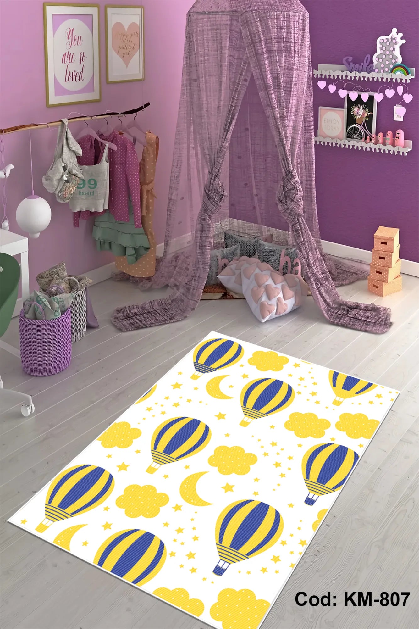 Dijital Baskı Pamuk Dokuma Taban Çocuk Odası Halısı