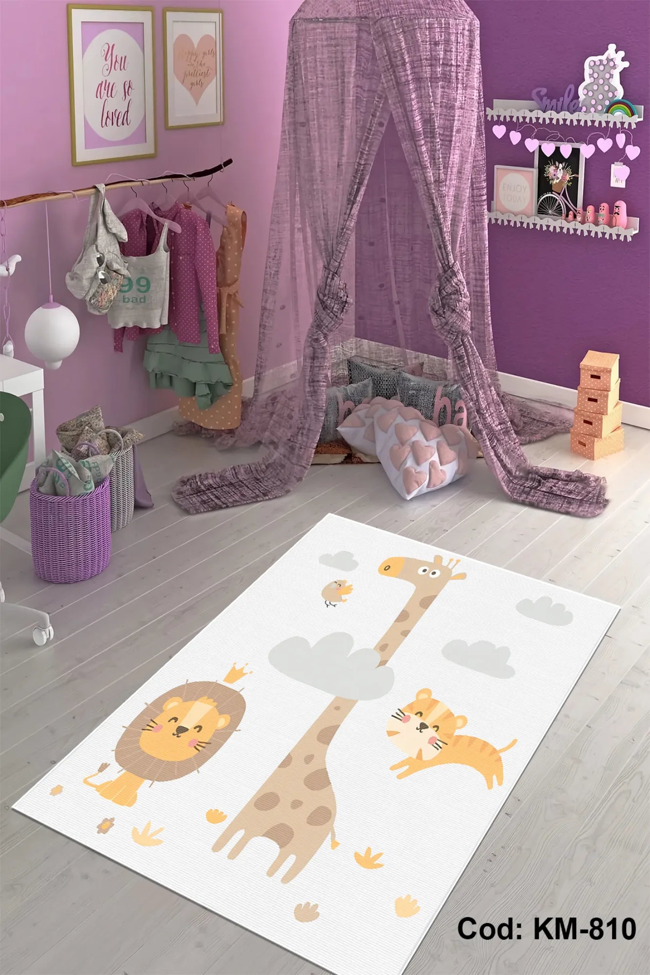 Dijital Baskı Pamuk Dokuma Taban Çocuk Odası Halısı