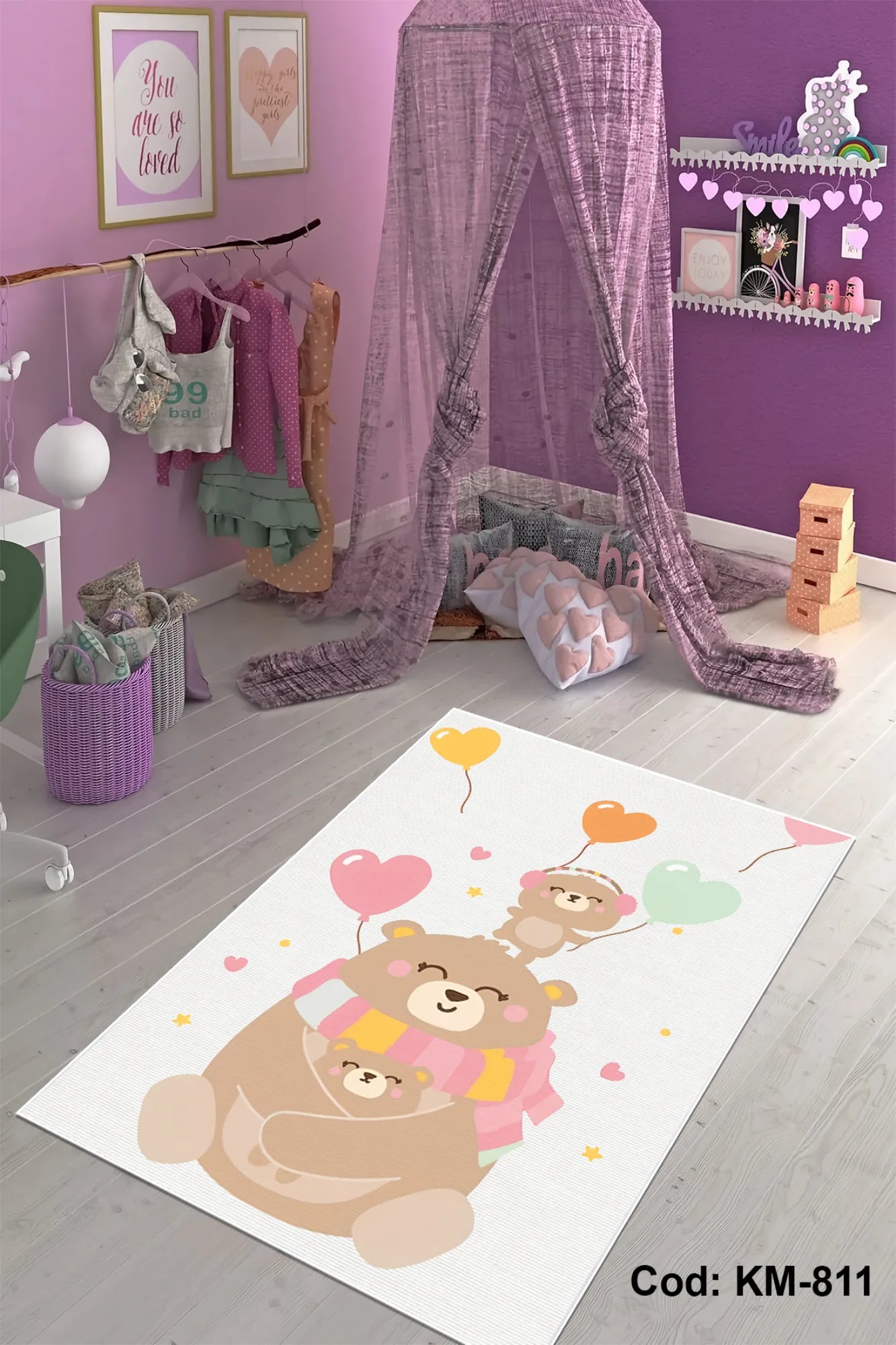 Dijital Baskı Pamuk Dokuma Taban Çocuk Odası Halısı