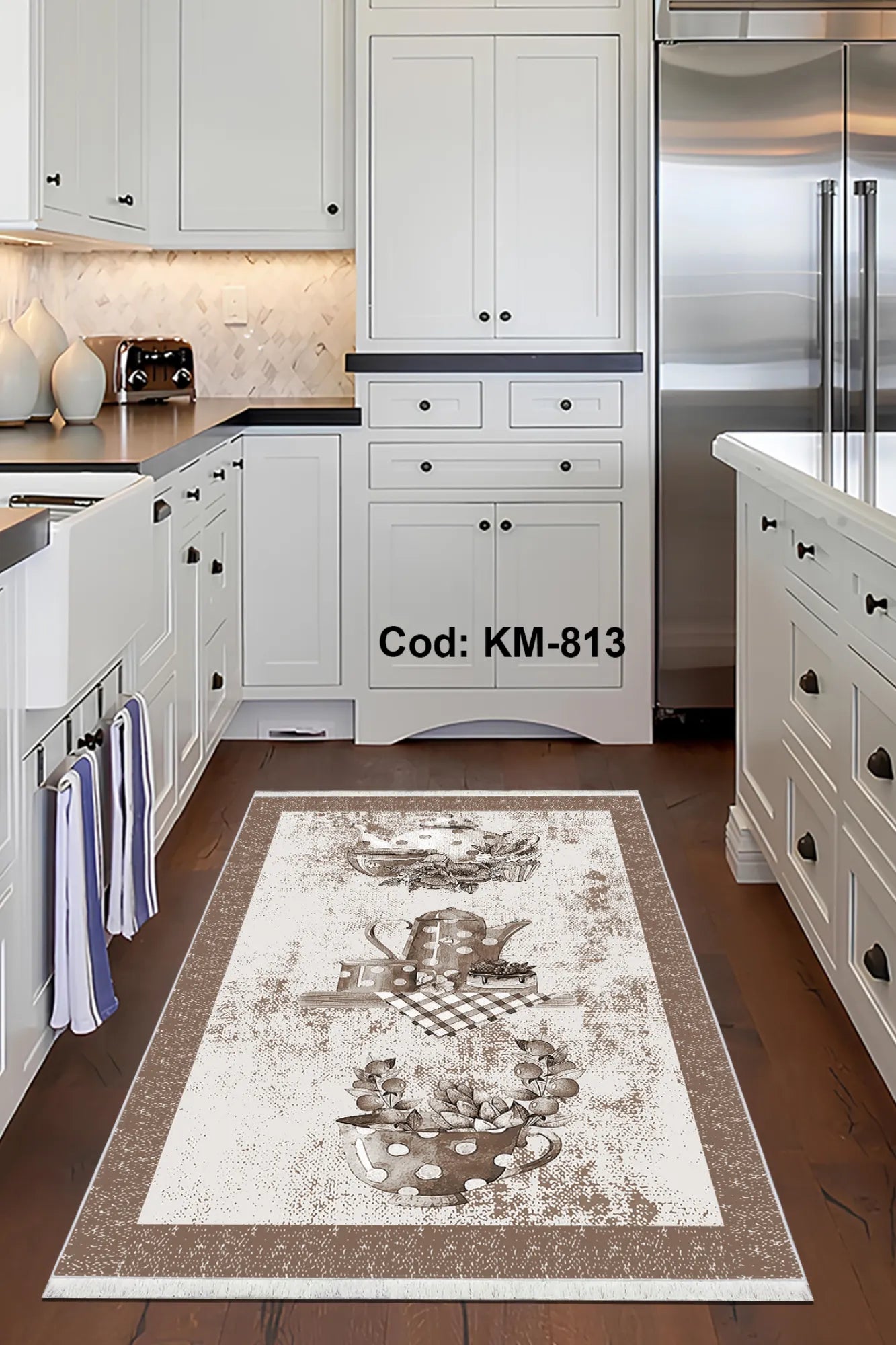 Dijital Baskı Pamuk Dokuma Taban Mutfak Halısı