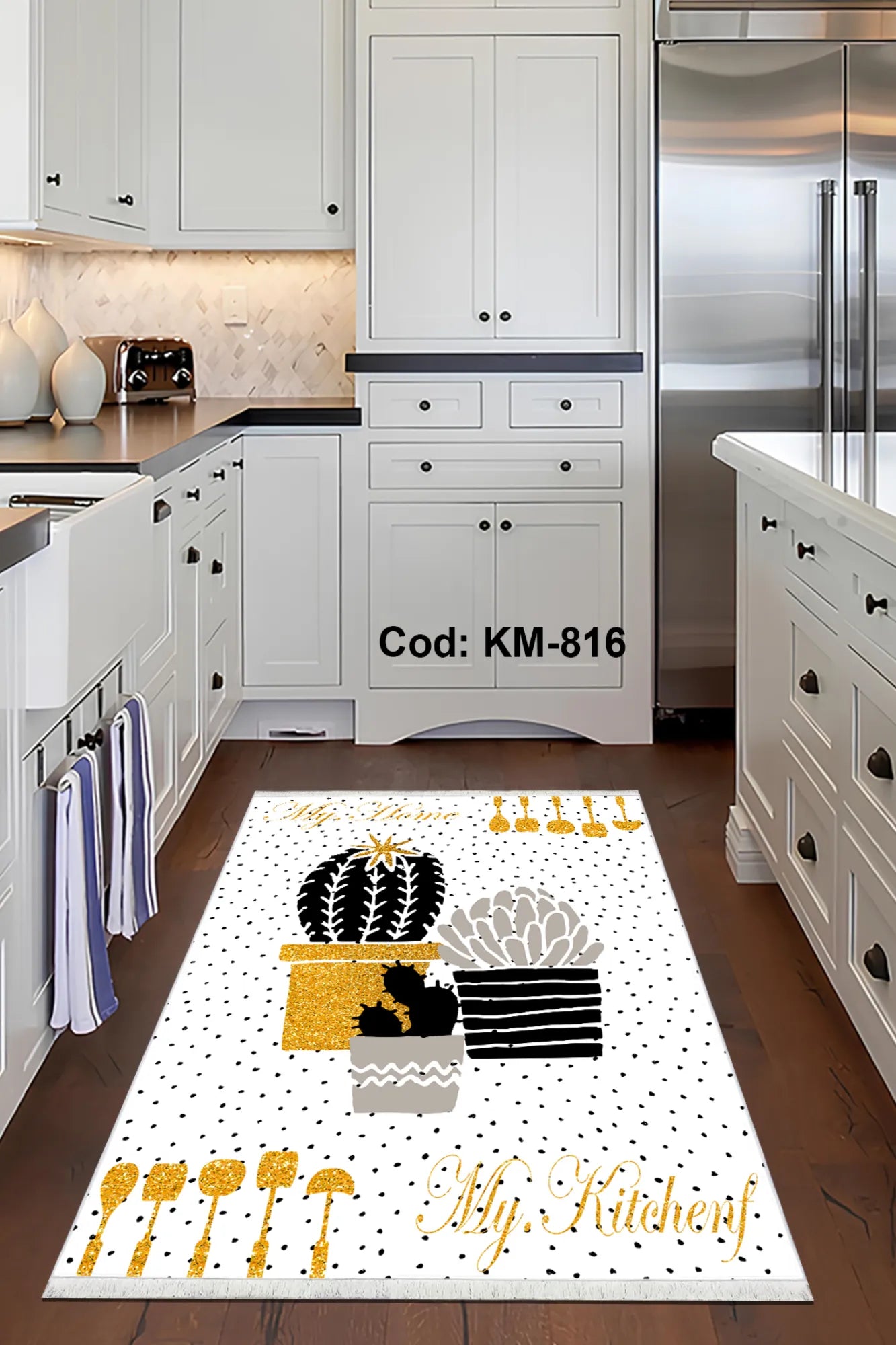 Dijital Baskı Pamuk Dokuma Taban Mutfak Halısı