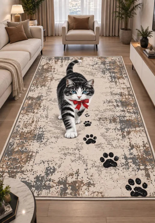 Çocuk ve genç odaları için dijital baskılı kedi halısı