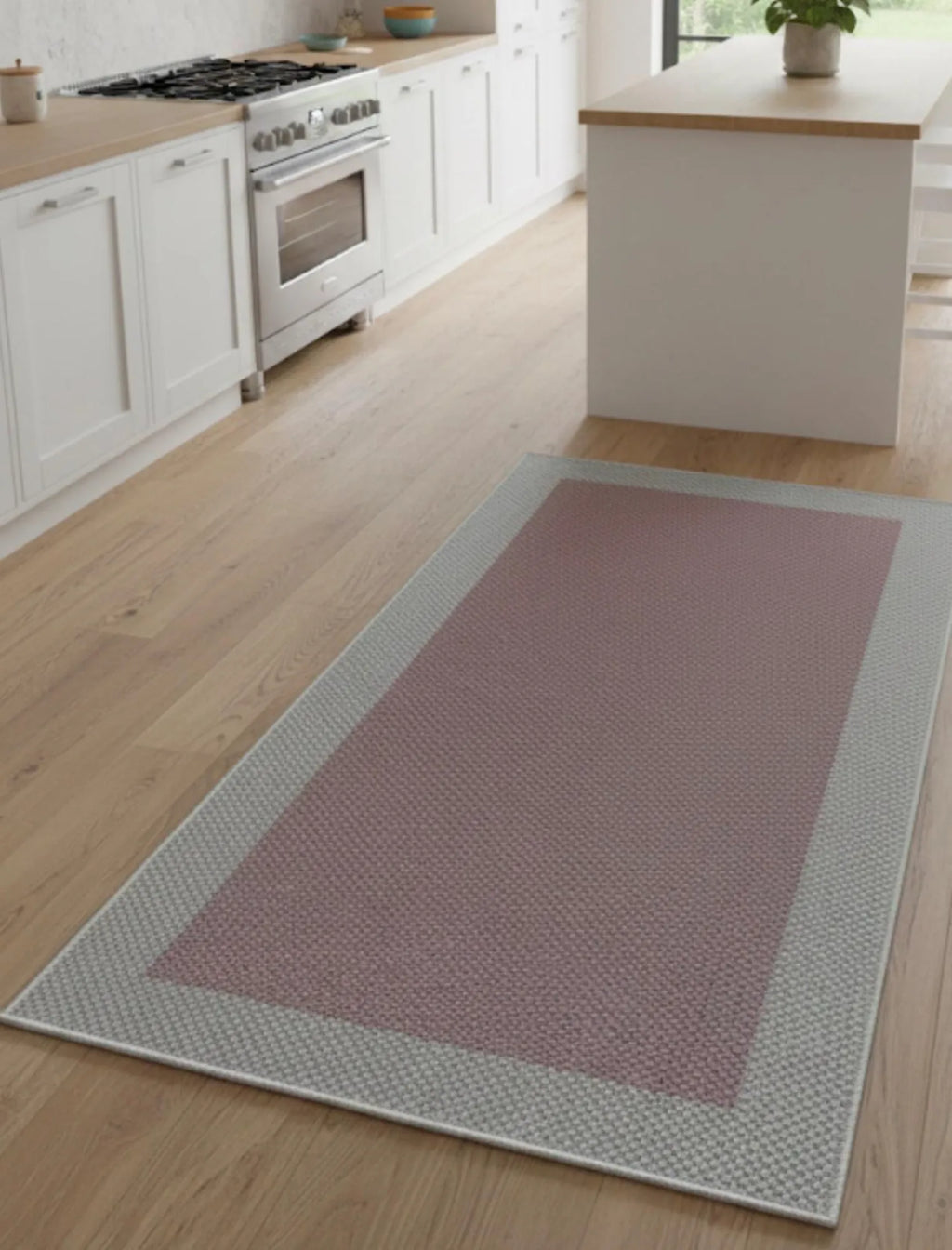 pembe sisal halı doku detayı makine dokuma
