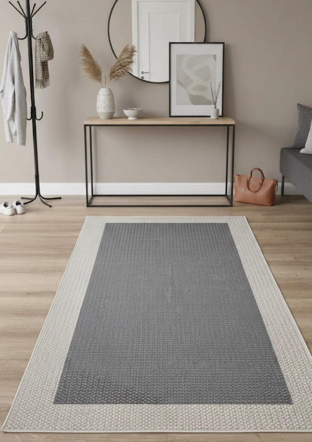 gri sisal halı doku detayı makine dokuma