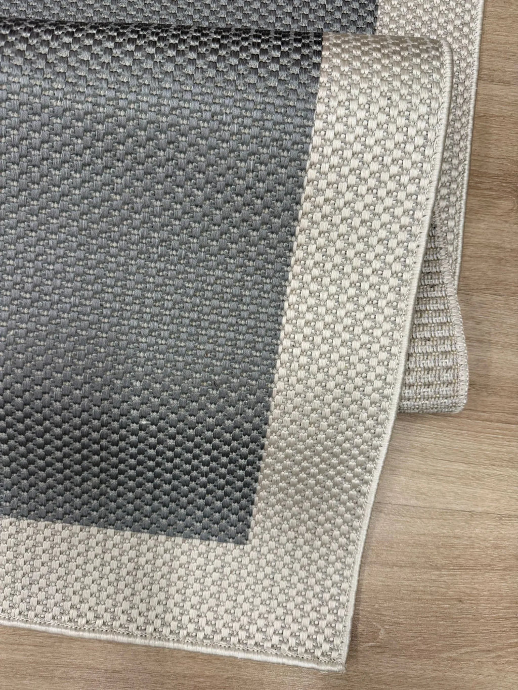 gri sisal halı doku detayı makine dokuma