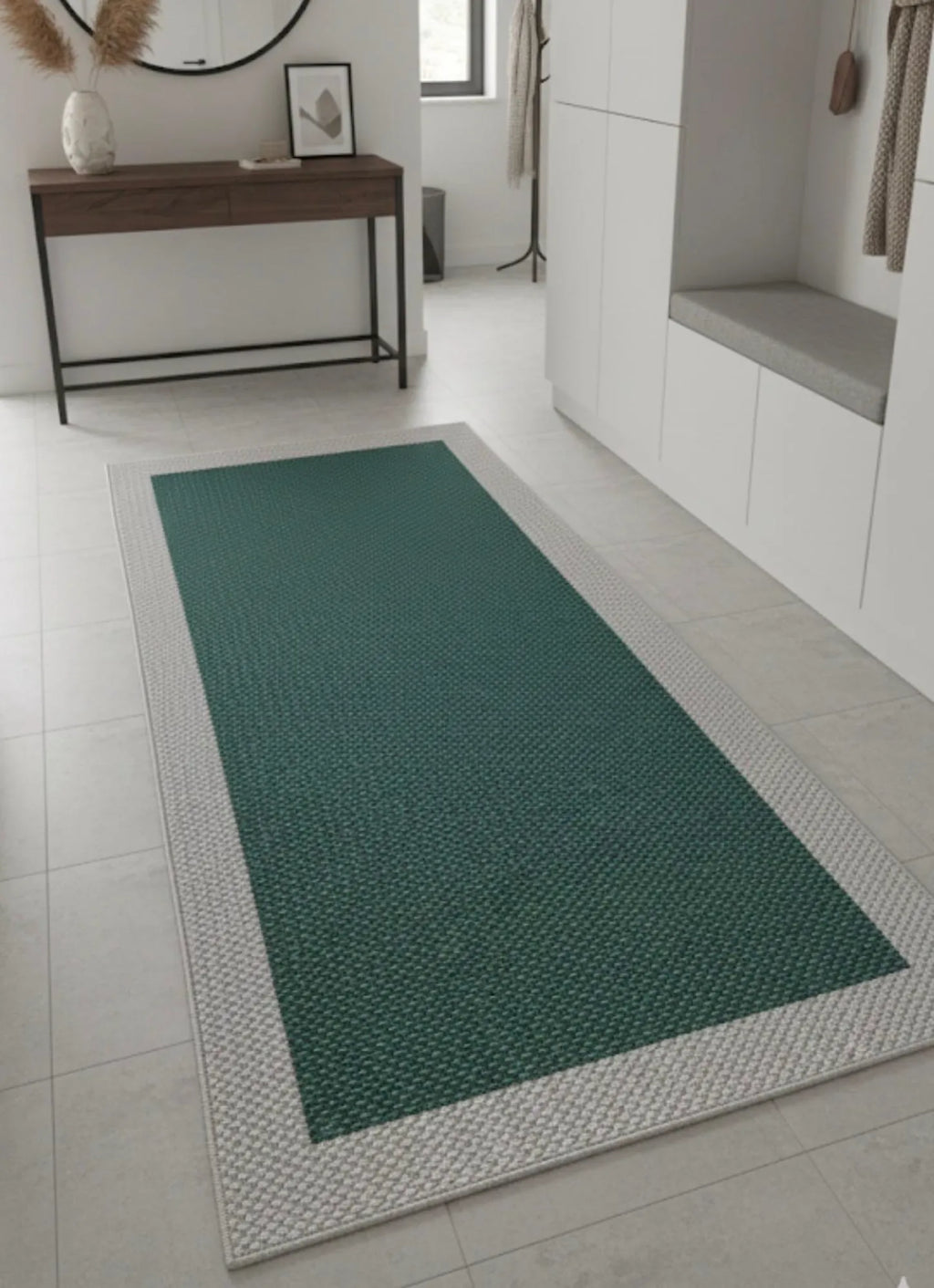 yeşil sisal halı doku detayı makine dokuma