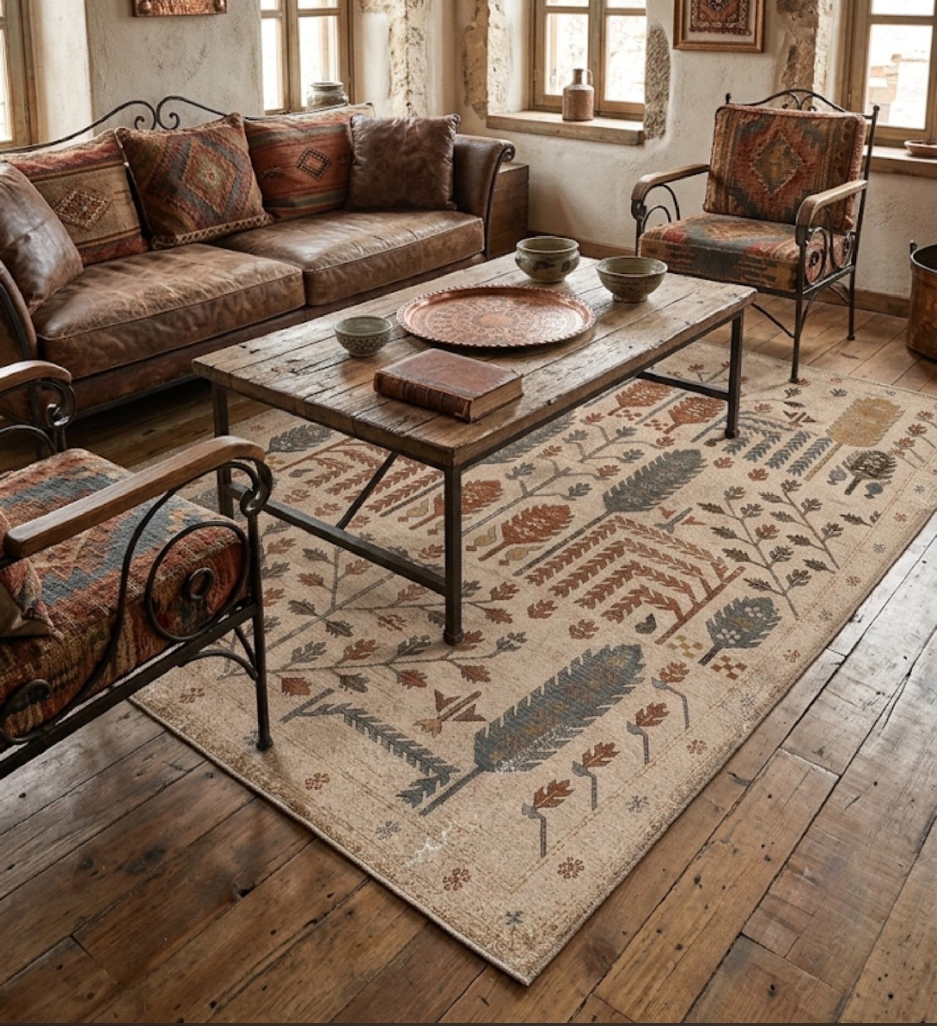 Doğal iplik şönil dokuma pamuk taban koridor halısı, antre, salon ve yaşam alanları için dekoratif kilim modeli