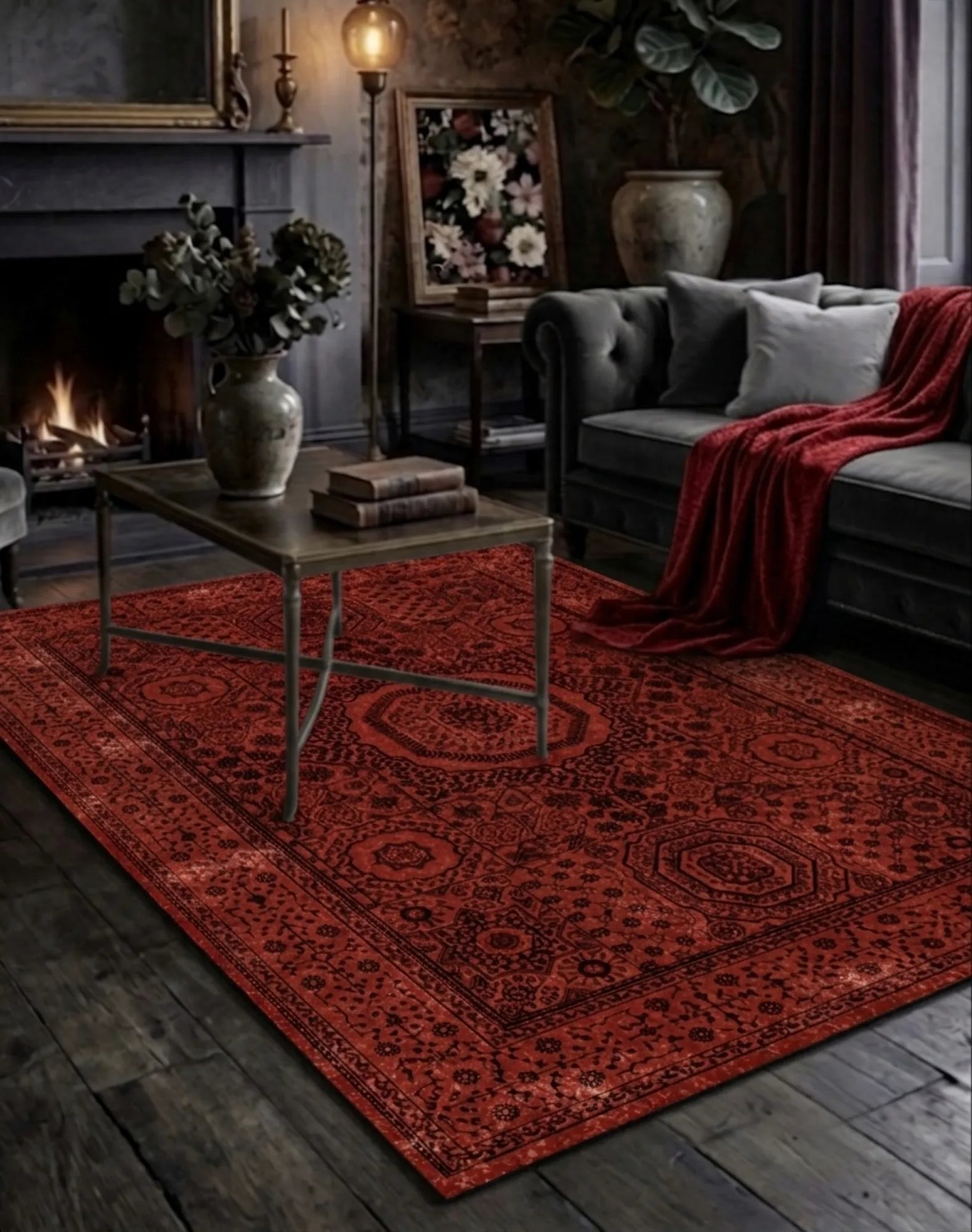 Modern pamuk taban dekoratif kilim, doğal iplik dokuma yapısıyla salon, oturma odası ve koridor kullanımına uygundur