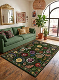 Doğal iplik etnik tarz kilim halı, geleneksel motiflerin modern yorumu ile salon ve antre dekorasyonuna şıklık katar