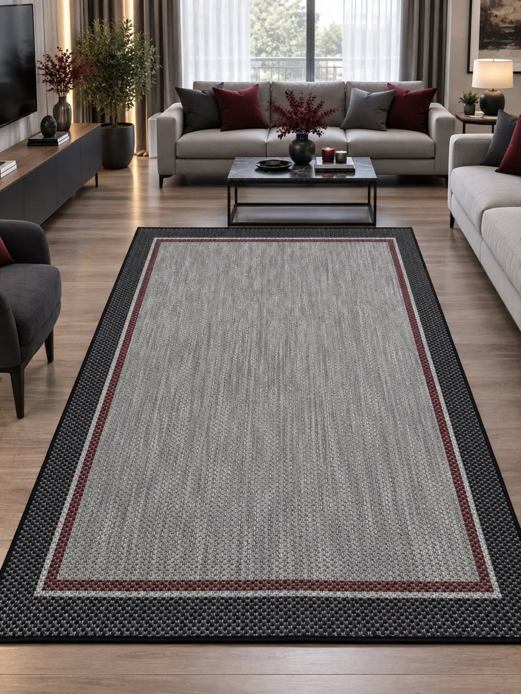 Modern tasarımlı çift çerçeveli dokuma halı