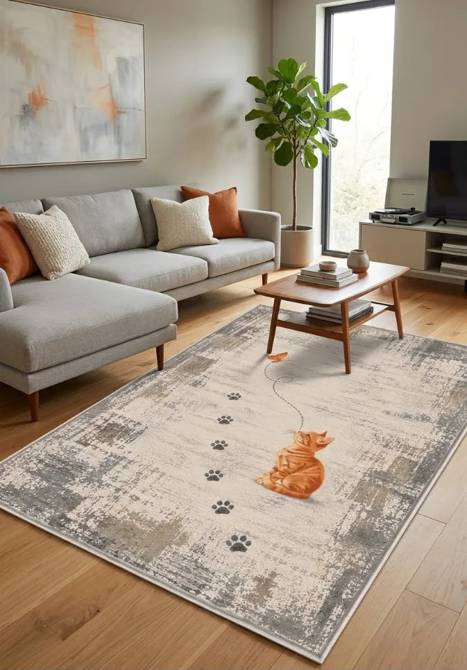Kedi desenli modern dijital baskı genç odası halısı