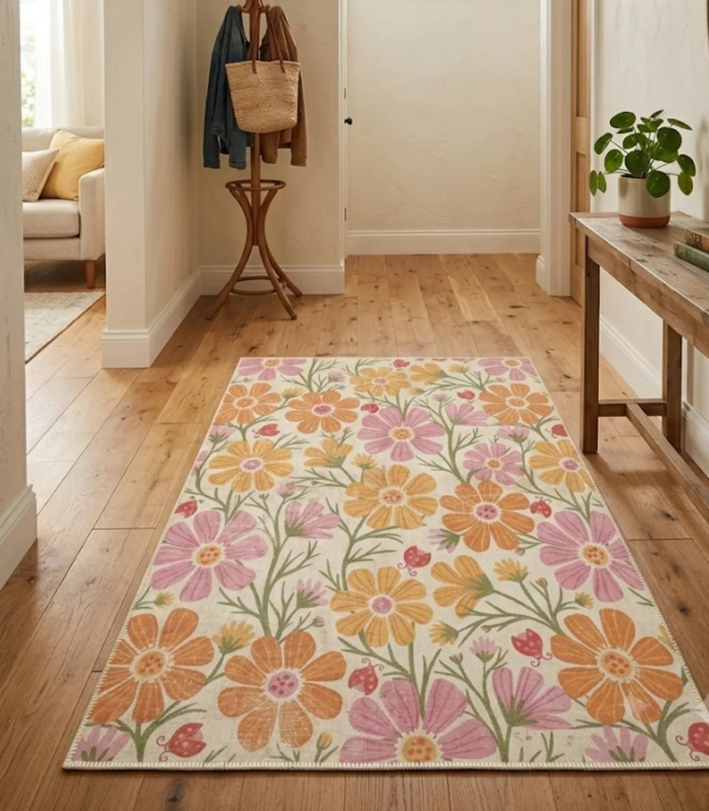 Kilim desenli dijital baskılı kaymaz halı
