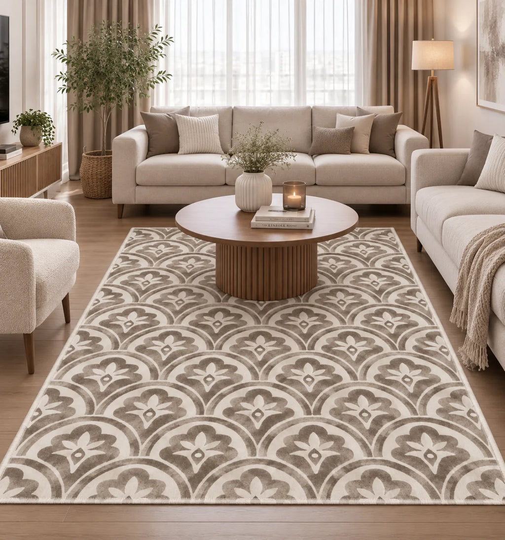 Kaymaz tabanlı modern ev dekorasyon halısı