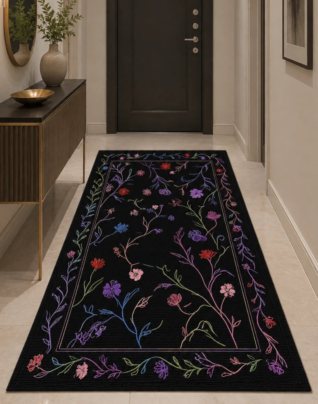 Modern salon dekorasyonu için kaymaz halı