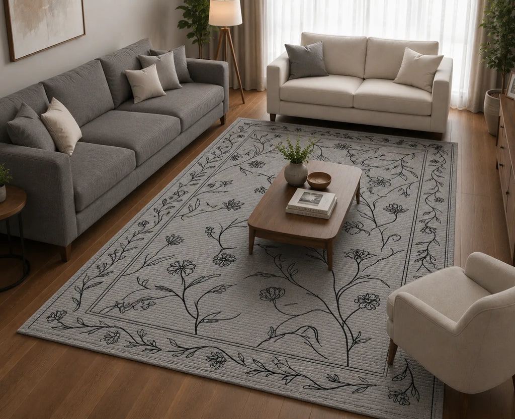 Yatak odası için modern desenli kaymaz halı