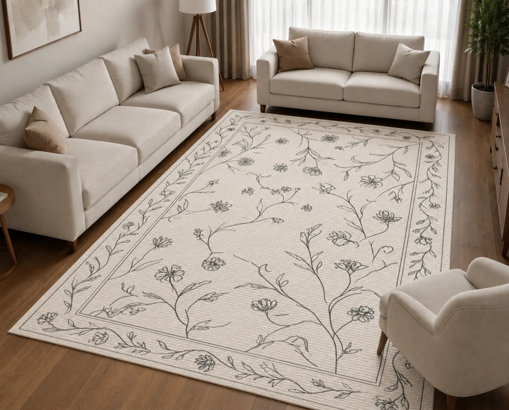 Kaymaz tabanlı modern ev dekorasyon halısı