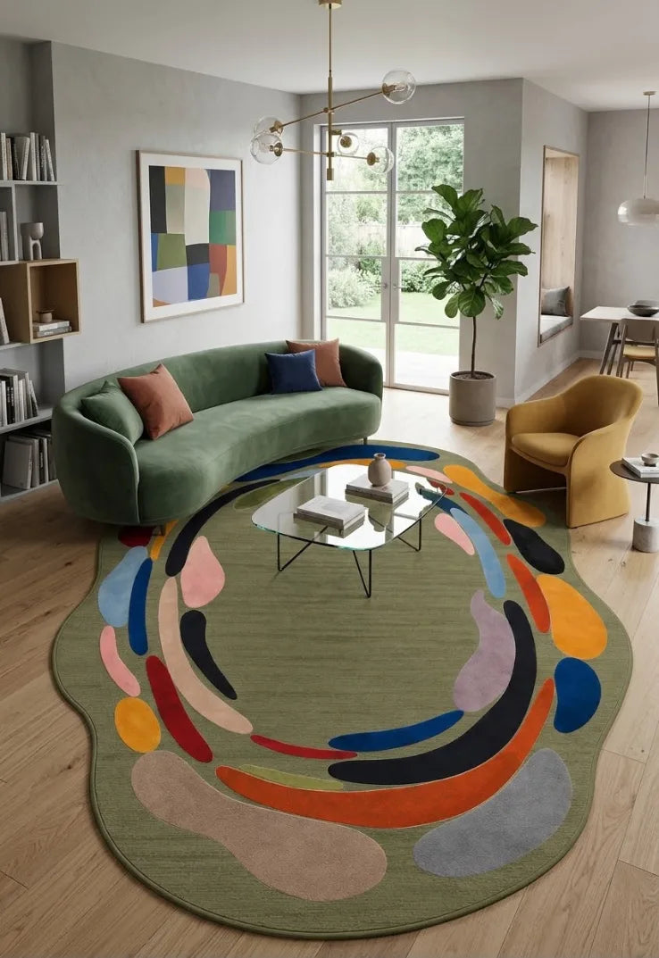 Modern ev dekorasyonu için oval dijital baskı halı