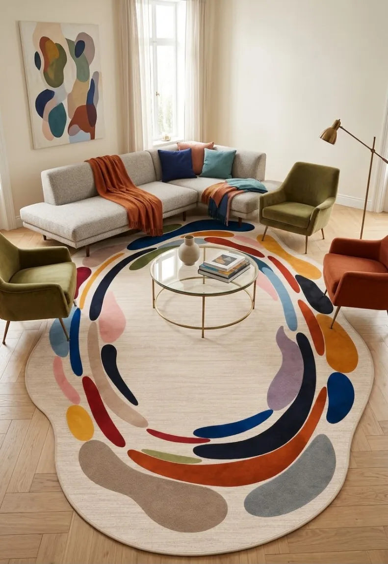 Bazaarforum amorf oval dijital baskı halı