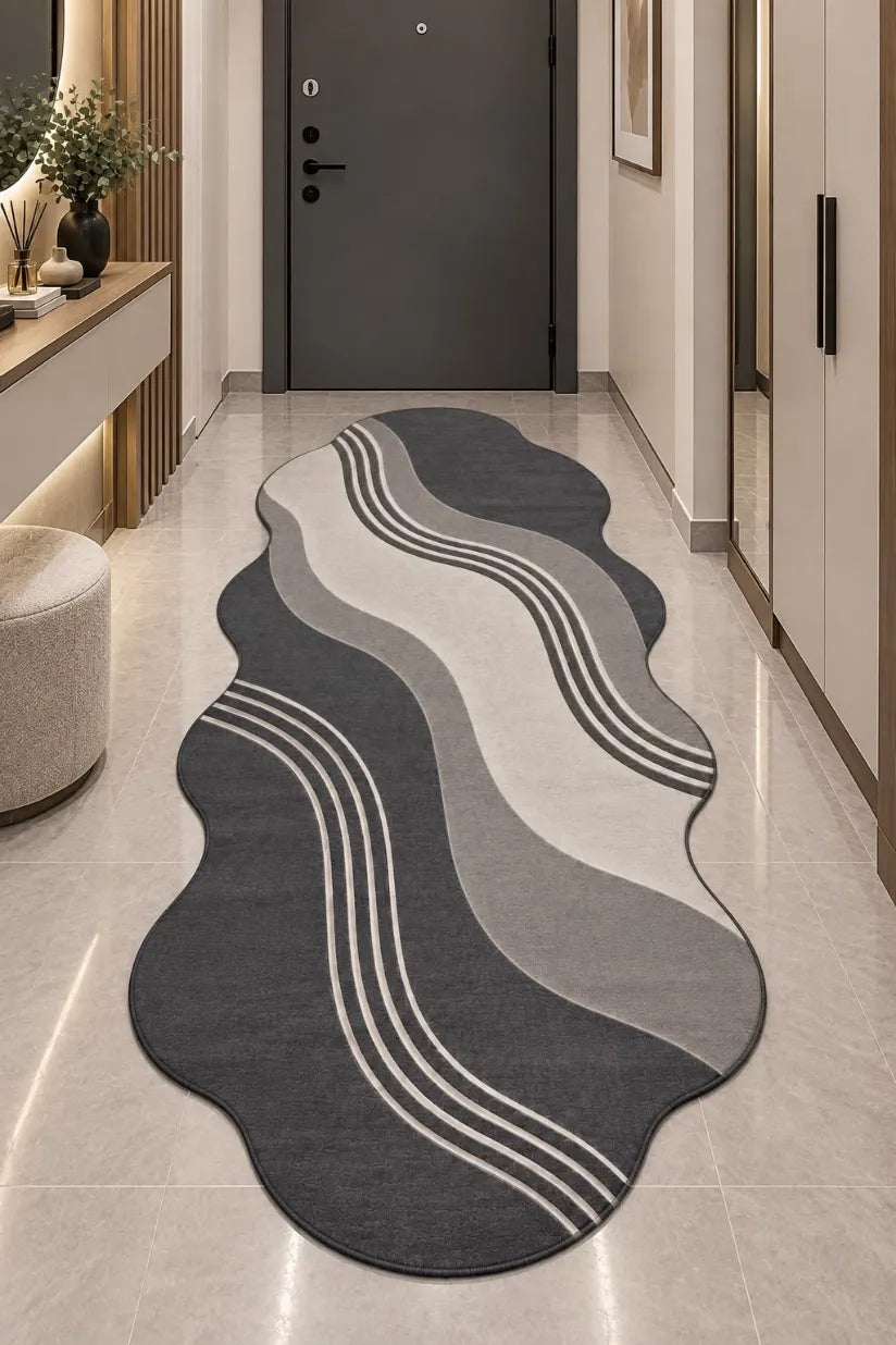 Asimetrik tasarımlı dijital baskı modern halı