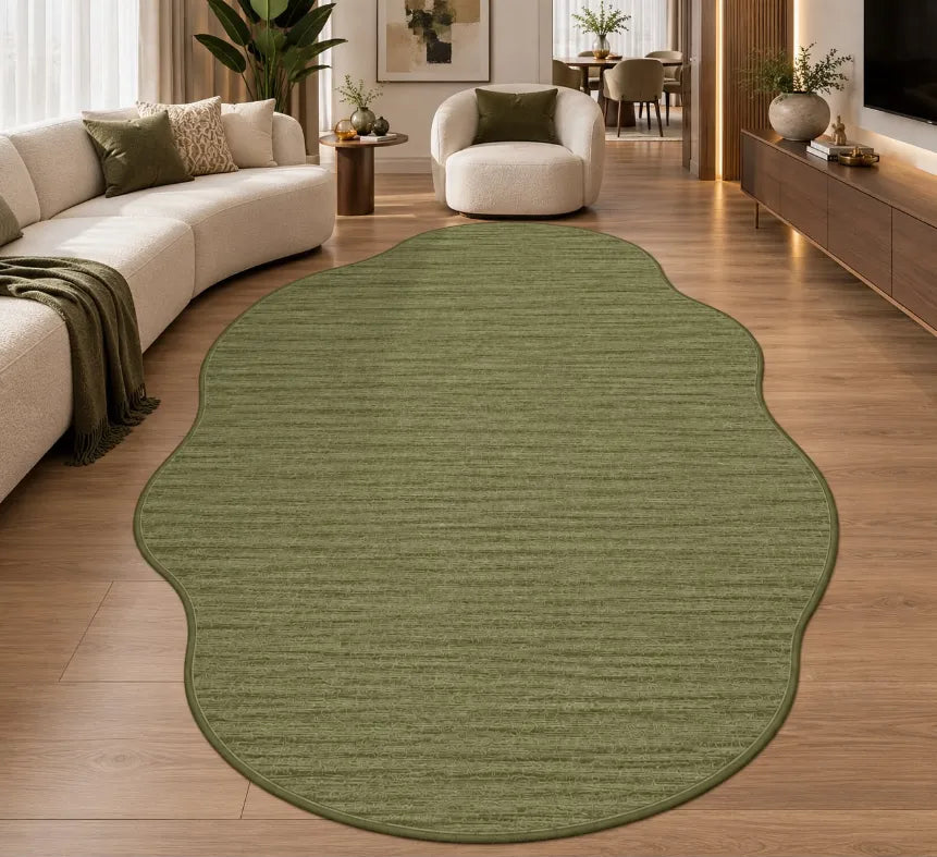 Şık oval formda kaymaz tabanlı ev halısı