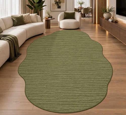 Şık oval formda kaymaz tabanlı ev halısı